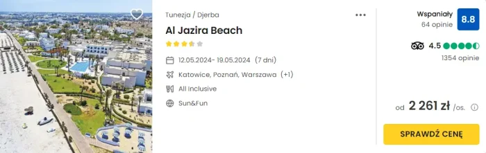 oferta hotelu Al Jazira Beach w Tunezji ceny