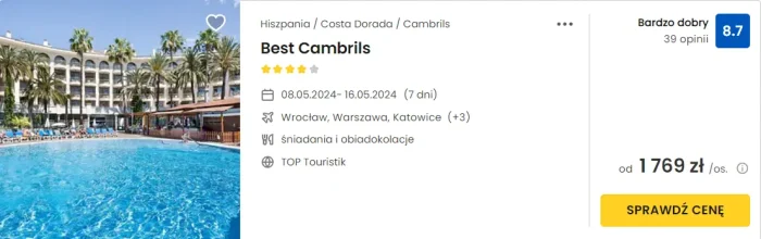 oferta hotelu Best Cambrils w Hiszpanii ceny