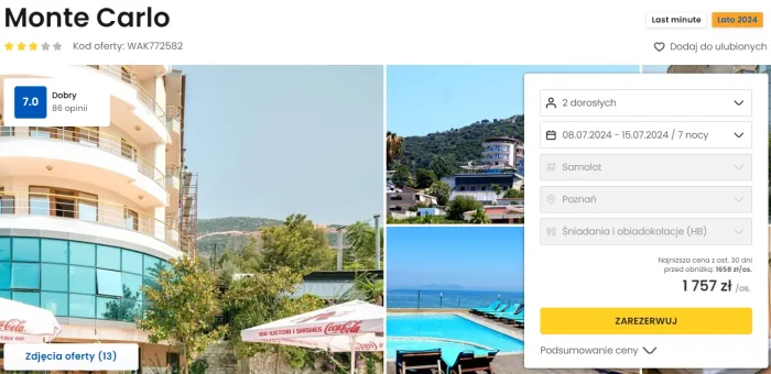 oferta hotelu Monte Carlo w Albanii ceny