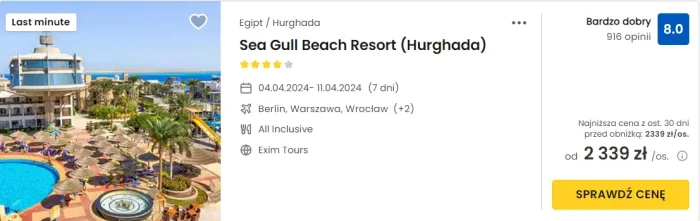 oferta hotelu Sea Gull Beach Resort w Hurghadzie ceny