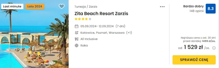 oferta hotelu Zita Beach Resort Zarzis w Tunezji ceny