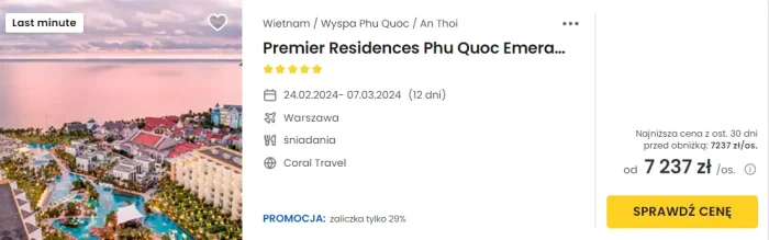 oferta hotelu Premier Residences Phu Quoc Emer ceny