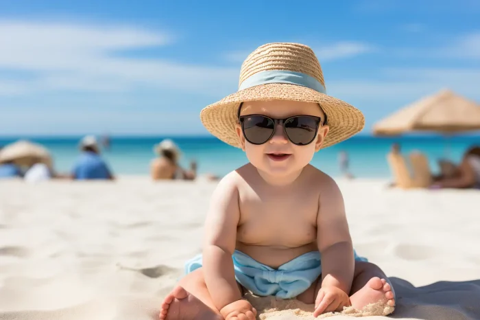 dziecko w kapeluszu na plaży