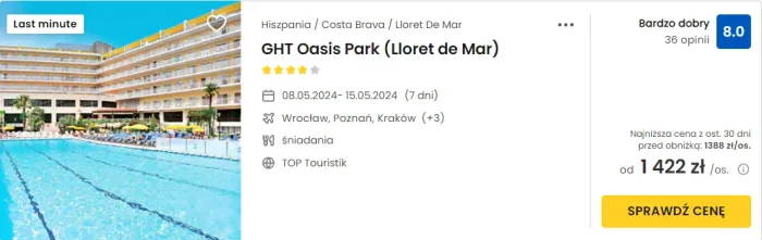 oferta hotelu GHT Oasis Park na Costa Brava ceny