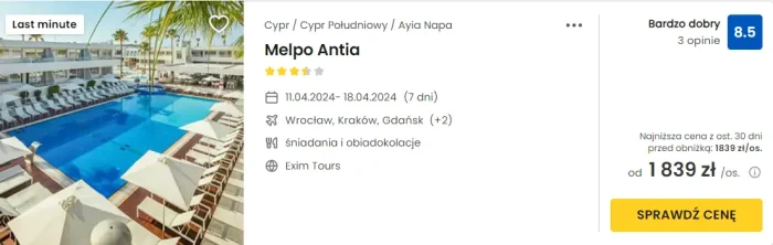 oferta hotelu Melpo Anita na Cyprze ceny