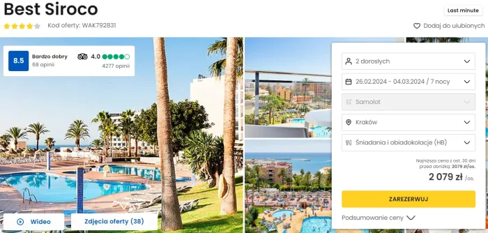 oferta hotelu Best Siroco na Costa Del Sol w Hiszpanii ceny