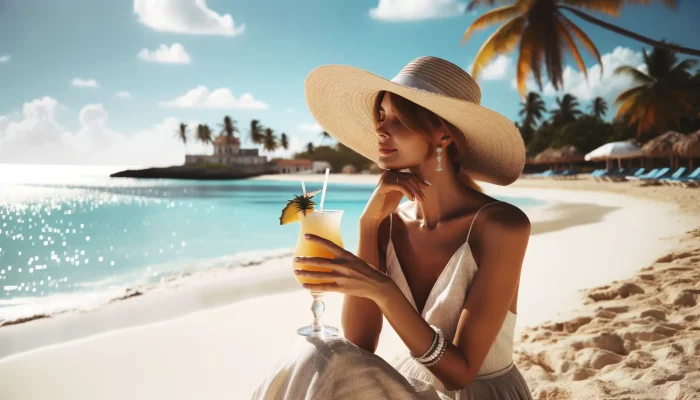 kobieta-w-kapeluszu-na plaży-na-kubie
