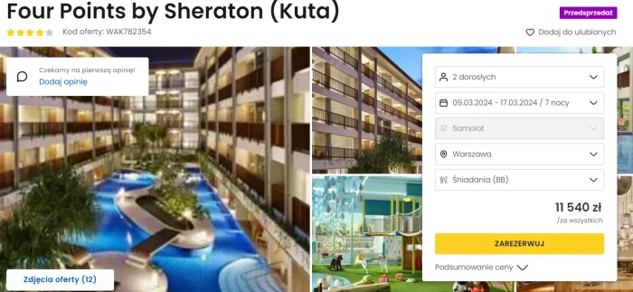 oferta hotelu Four Points by Sheraton Bali ceny
