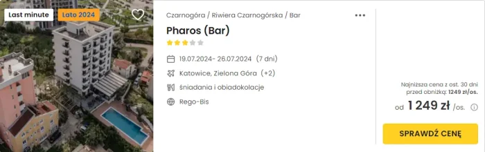 oferta hotelu Pharos w Czarnogórze ceny