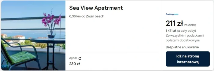 apartament w Splicie z widokiem na morze