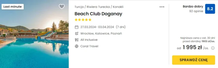 oferta hotelu Beach Club Doganay w Turcji ceny