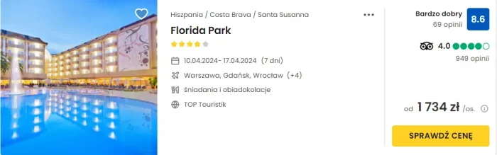 oferta hotelu Florida Park Costa Brava w Hiszpanii ceny