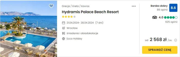oferta hotelu Hydramis Palace Beach Resort na Krecie ceny