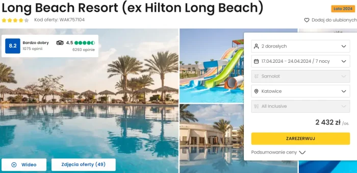 oferta hotelu Long Beach Resort na Hurghadzie ceny