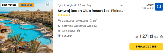 oferta hotelu Amwaj Beach Club Resort w Hurghadzie ceny