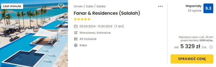 oferta hotelu Fanar&Residences w Omanie ceny