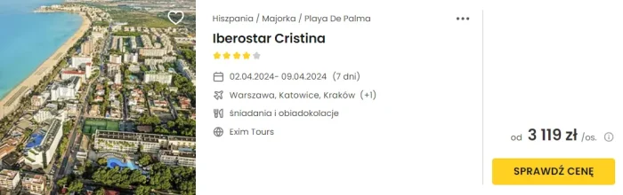 oferta hotelu Iberostar Cristina na Majorce ceny