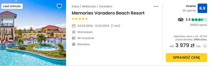 oferta hotelu Memories Varadero na Kubie ceny