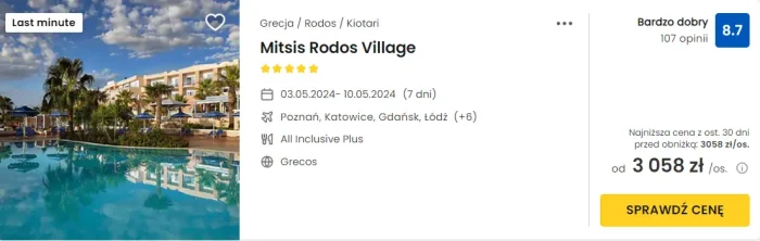 oferta hotelu Mitsis Rodos Village w Grecji ceny