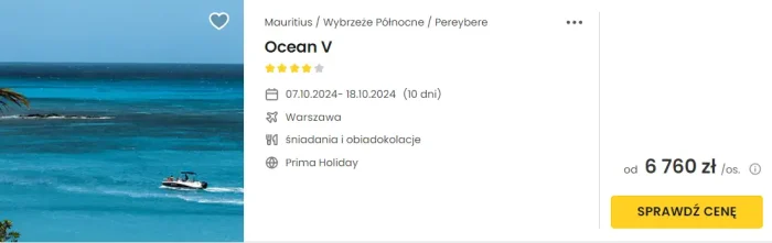 oferta hotelu OceanV na Mauritiusie ceny