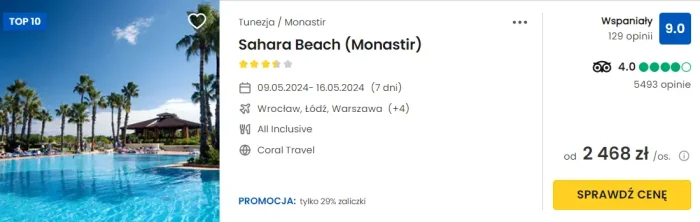 oferta hotelu Sahara Beach w Tunezja ceny