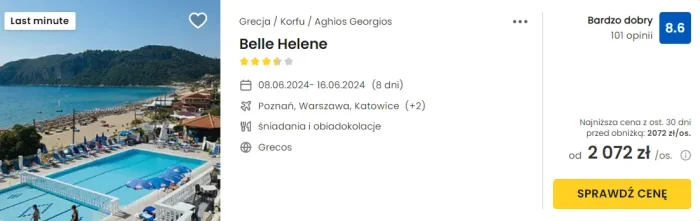 oferta hotelu Belle Helene na Korfu ceny