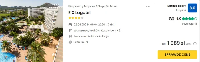 oferta hotelu EIX Lagotel na Majorce