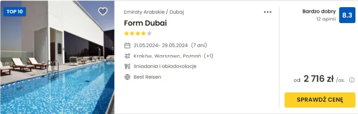 oferta hotelu Form Dubai w Dubaju ceny