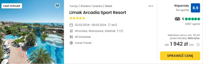 oferta hotelu Limak Arcadia Sport Resort