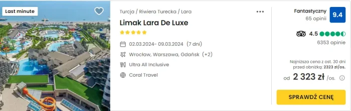 oferta hotelu Limak Lara De Luxe ceny