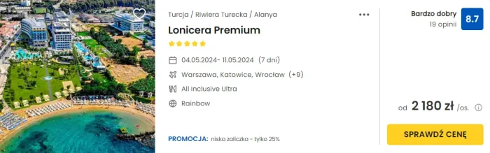 oferta hotelu Lonicera Premium w Turcji ceny