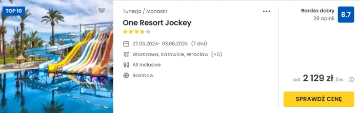 oferta hotelu One Resort Jockey w Tunezji ceny