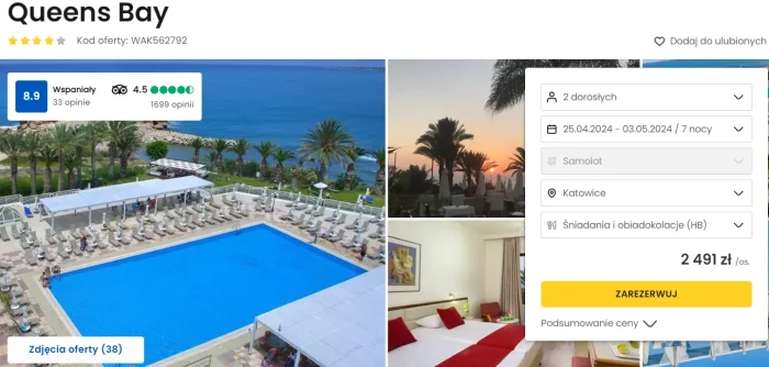 oferta hotelu Queens Bay na Cyprze ceny