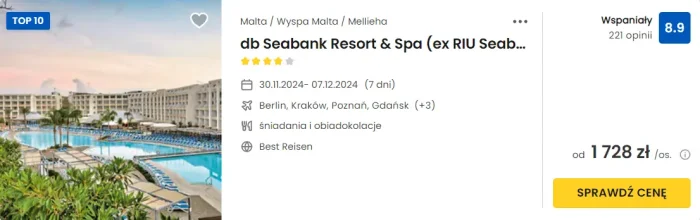 oferta hotelu db Seabank Resort & Spa na Malcie ceny