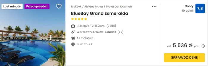 Oferta hotelu BlueBay Grand Esmeralda ceny