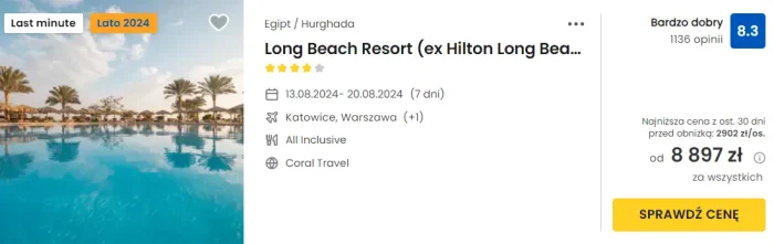 oferta Long Beach Resort w Egipcie
