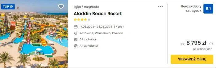 oferta hotelu Aladdin Beach Resort w Hurghadzie ceny