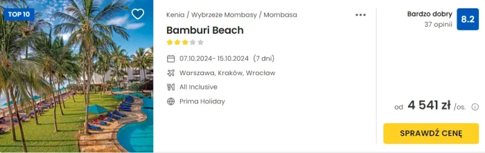 oferta hotelu Bamburi Beach w Kenii ceny