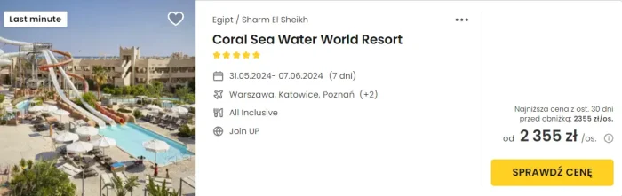 oferta hotelu Coral Sea Water World Resort ceny