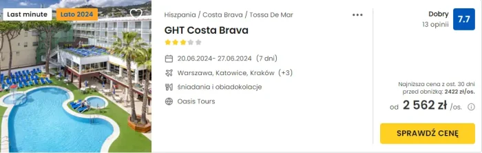 oferta hotelu GHT Costa Brava w Hiszpanii ceny