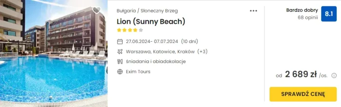 oferta hotelu Lion w Bułgarii ceny