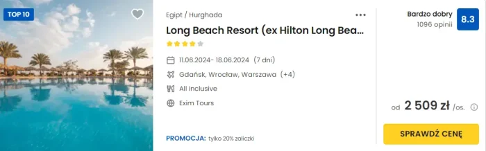 oferta hotelu Long Beach Resort w Egipcie