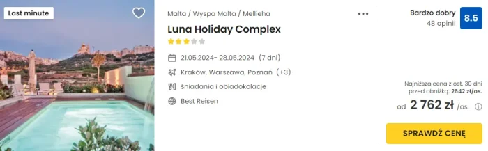 oferta hotelu Luna Holiday Complex na Malcie ceny