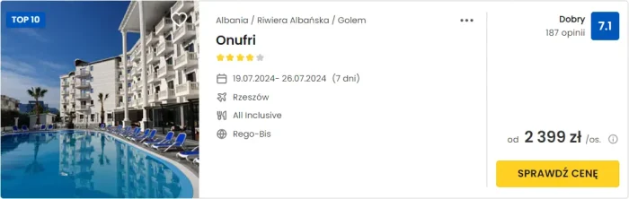 oferta hotelu Onufri w Albanii ceny