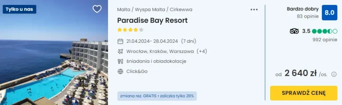 oferta hotelu Paradise Bay Resort ceny
