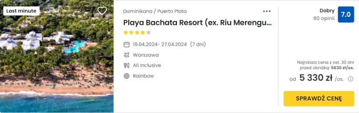oferta hotelu Playa Bachata Resort na Dominikanie ceny