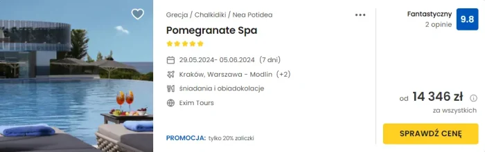 oferta hotelu Pomegranate Spa na Chalkidiki ceny
