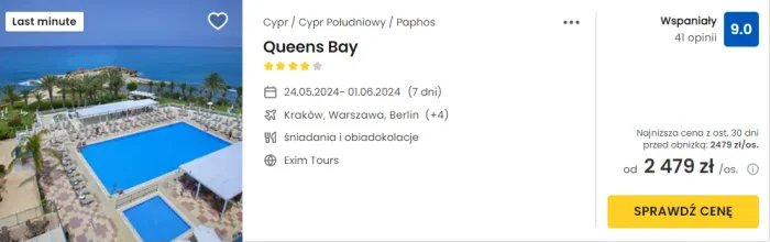 oferta hotelu Queens Bay na Cyprze ceny