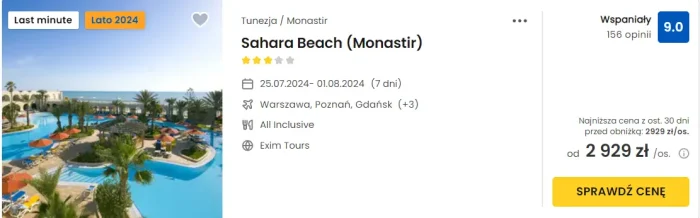 oferta hotelu Sahara Beach w Tunezji ceny
