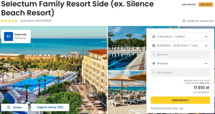 oferta hotelu Selectum Family Resort Side w Turcji ceny